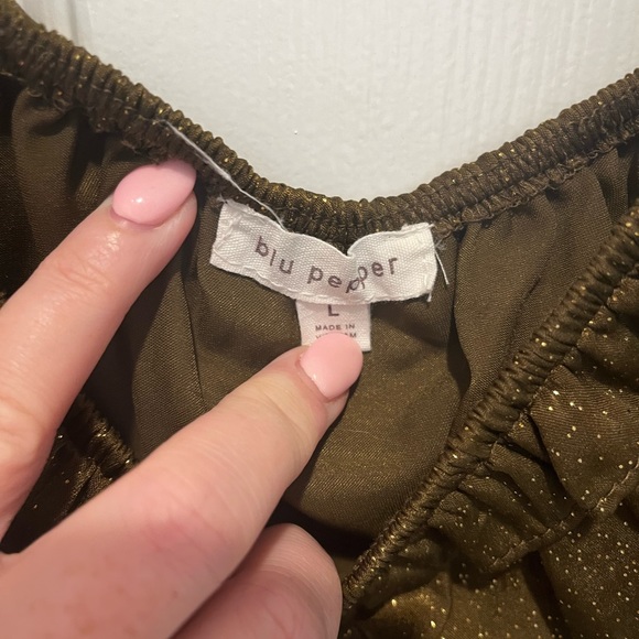 Blu Pepper Crop Blouse Size L - Picture 3 of 4